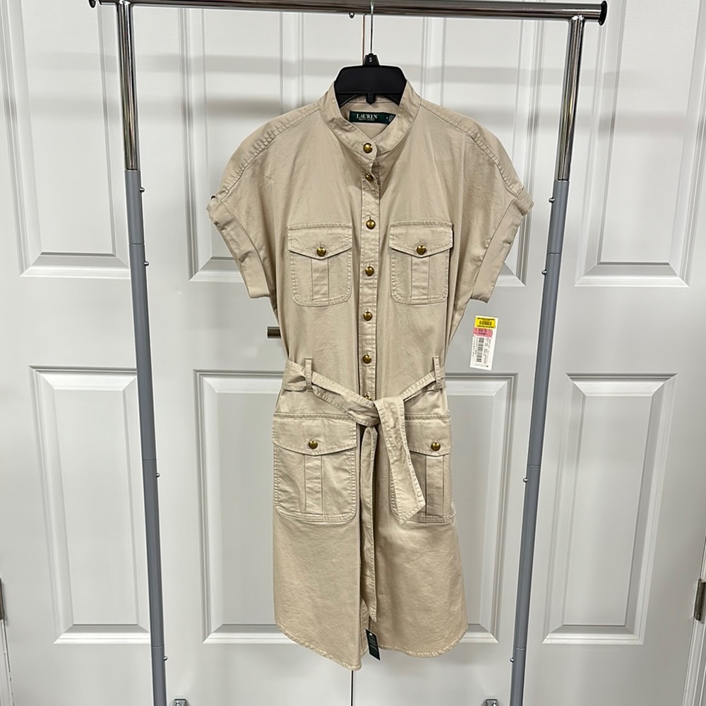Casual Khaki Button-Down Dress